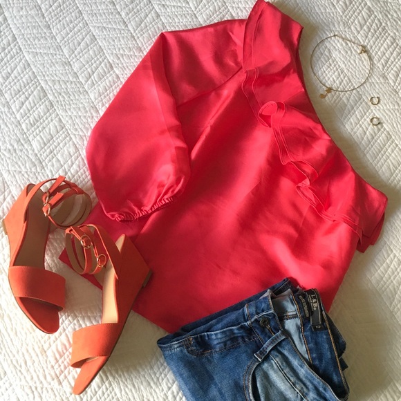 J.Crew One-Shoulder Silk Shantung Top - Picture 1 of 9